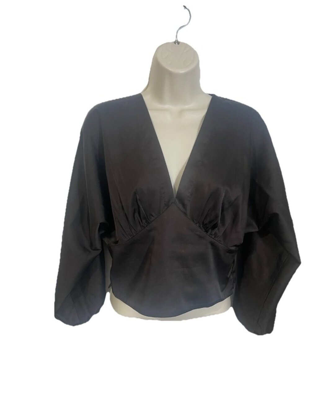 BANANA REPUBLIC Women's Size 2 Cropped Blousant-Sleeve Blouse in Coffee Brown